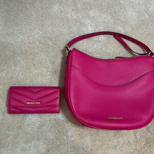 Michael Kors purse & matching wallet in pink, NWOT, never used
